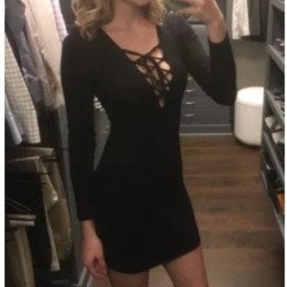 Lulu's Sexy Lace Up Bodycon Party Mini Cute Dress - Picture 8 of 9